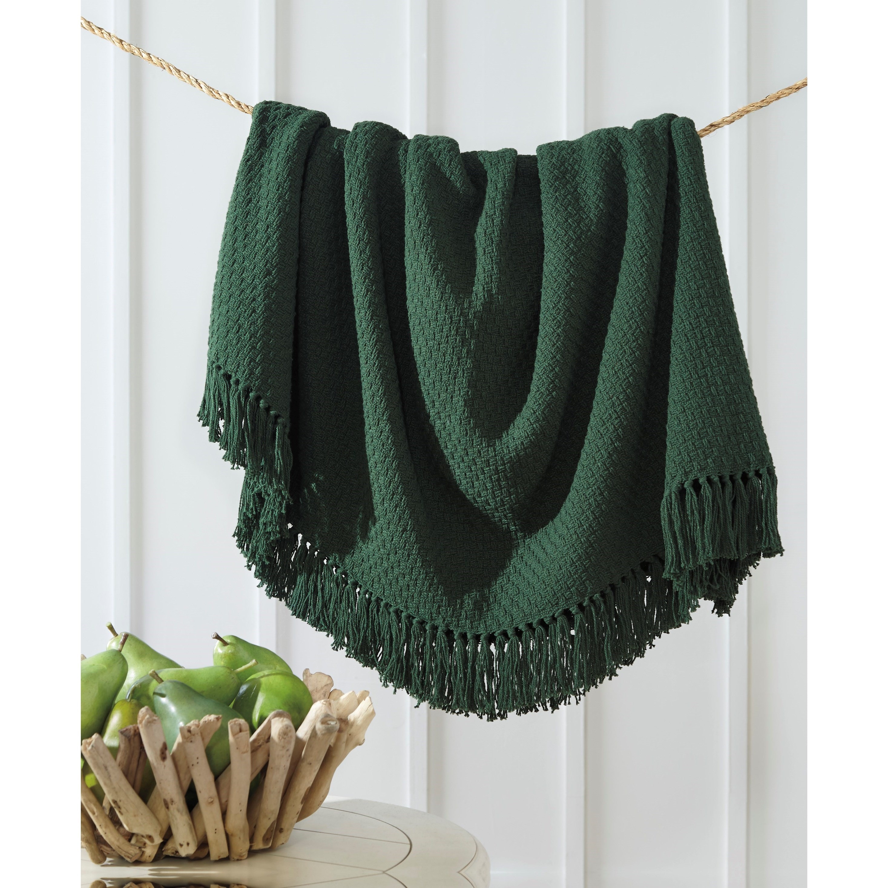50 x 60 Inches Emerald Green Signature Design by Ashley Yasmin Farmhouse Fringe Throw Blanket 50 x 60 Inches Emerald Green Signature Design by Ashley Yasmin Farmhouse Fringe Throw Blanket